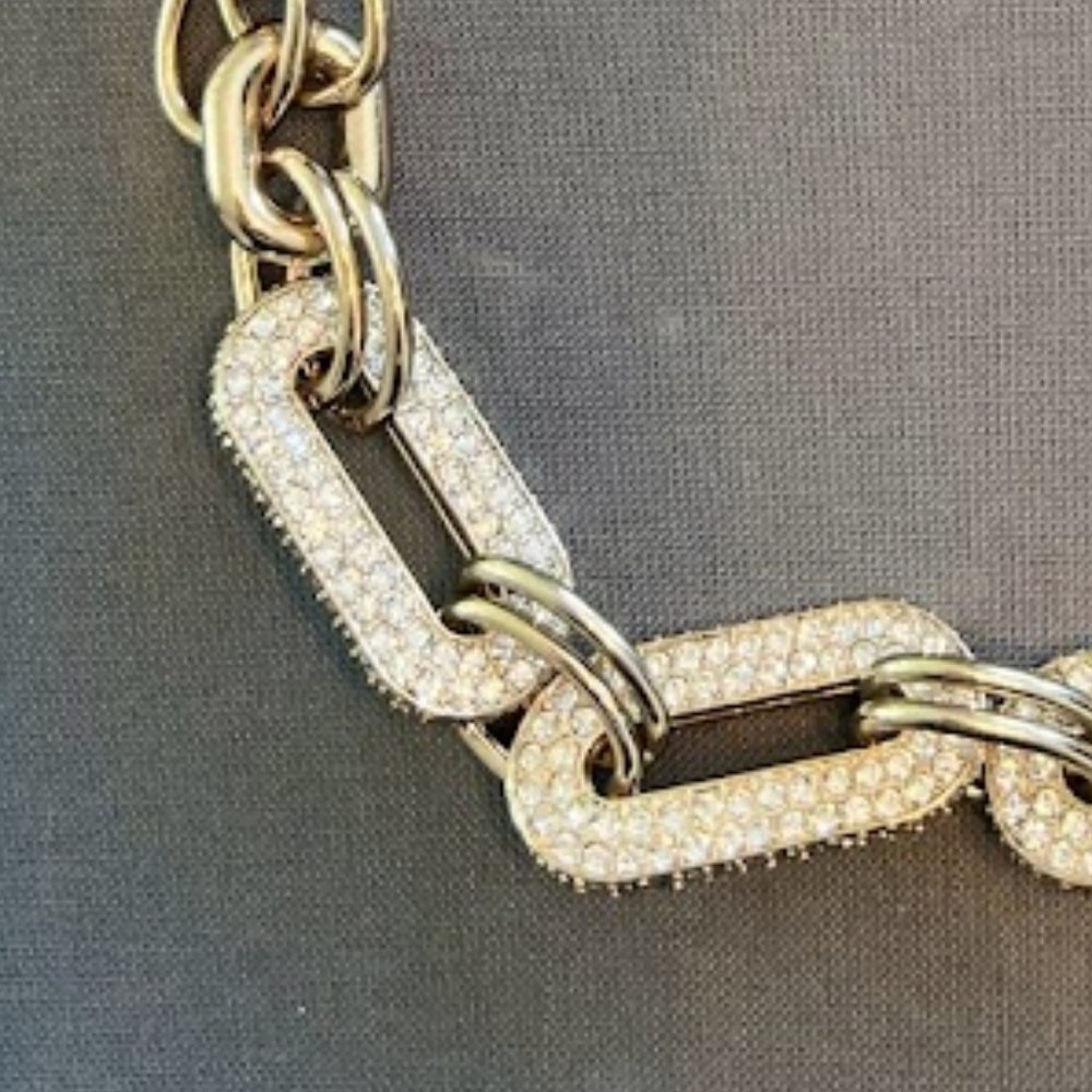 Chunky Chain Rhinestone Bib Statement Necklace - image 3